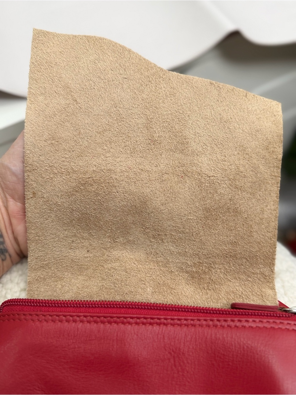 Overland Red Leather Hair-on Cowhide Crossbody Bag Western - Picture 2 of 6